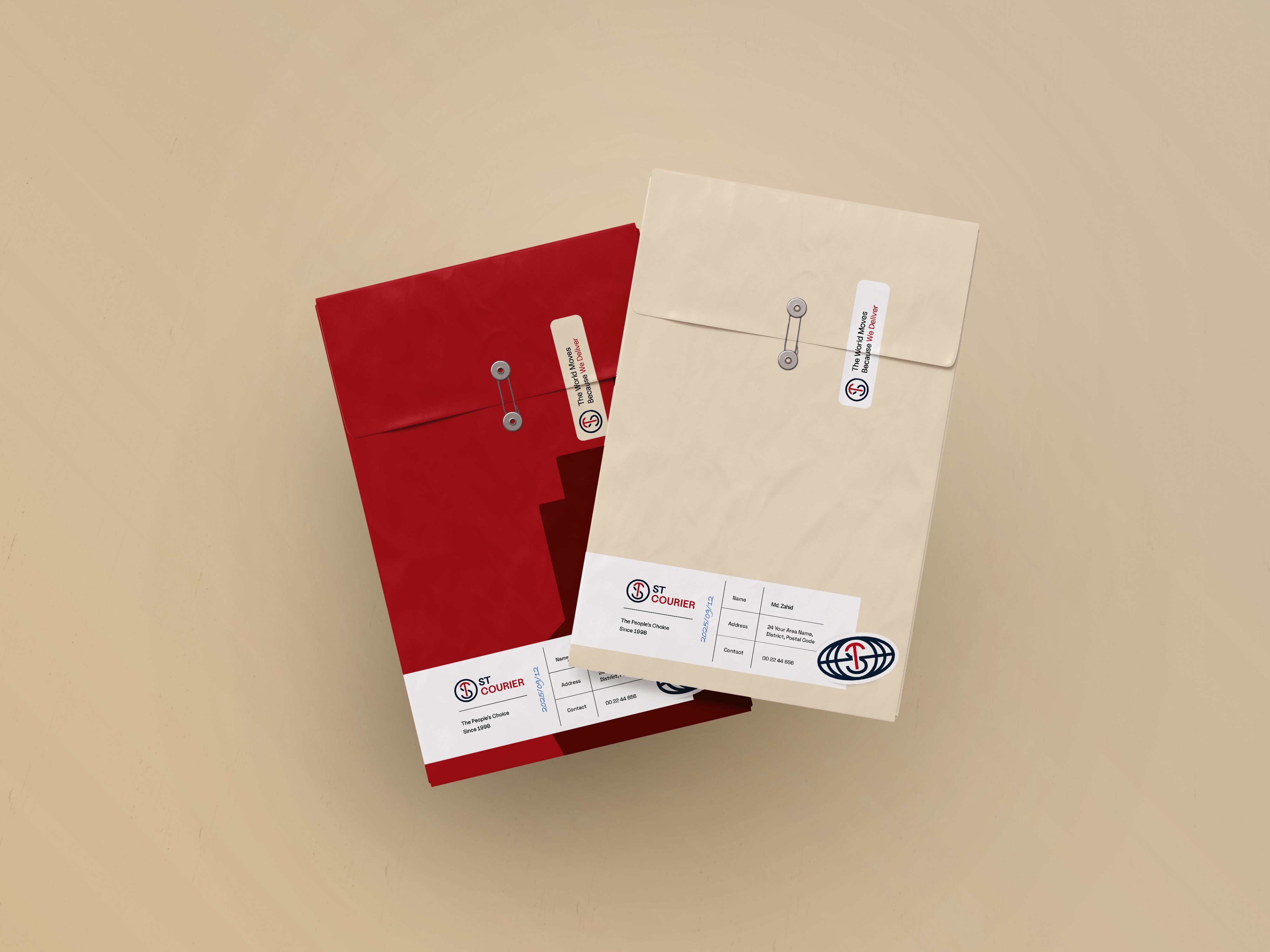 Complete brand system for UAE courier service including logo, packaging, and vehicle branding.